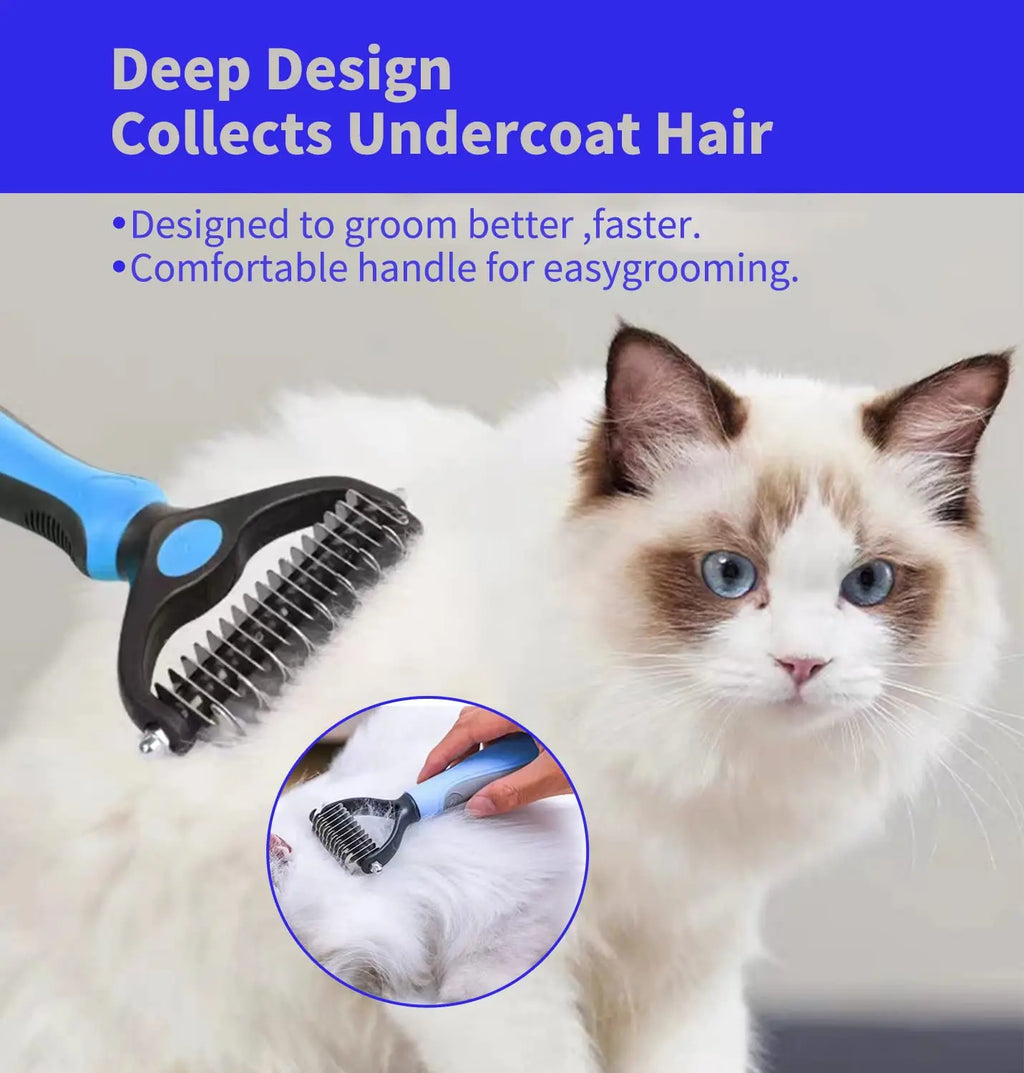 Stainless steel deshedding brush for cats and dogs – photo 4