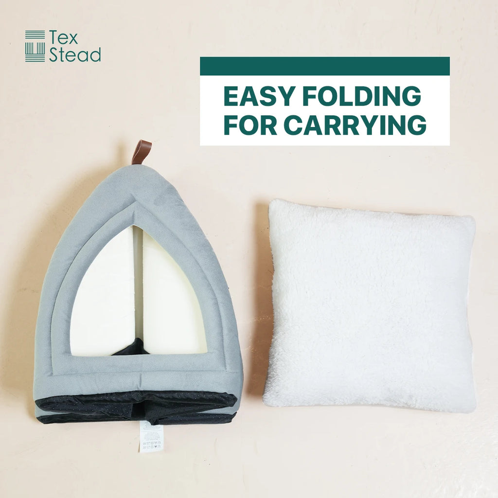 Soft foldable velvet cat cave bed with cushion – photo 6