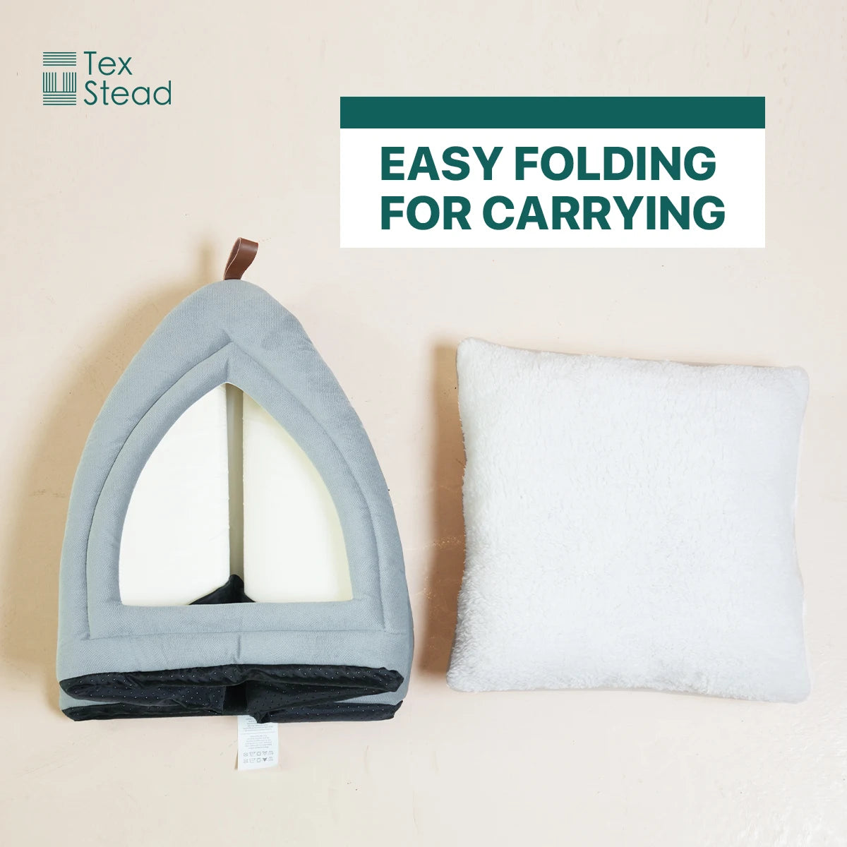 Soft foldable velvet cat cave bed with cushion – photo 6