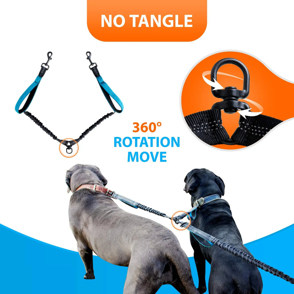 Hands-Free Double Dog Lead with Padded Handles