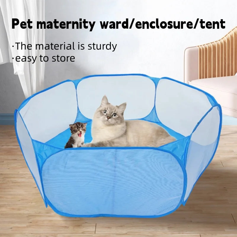 Foldable pop-up mesh pet playpen with a puppy inside – photo 2