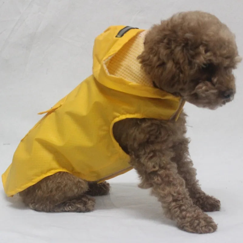 Reflective Hooded Dog Raincoat with Lead Hole