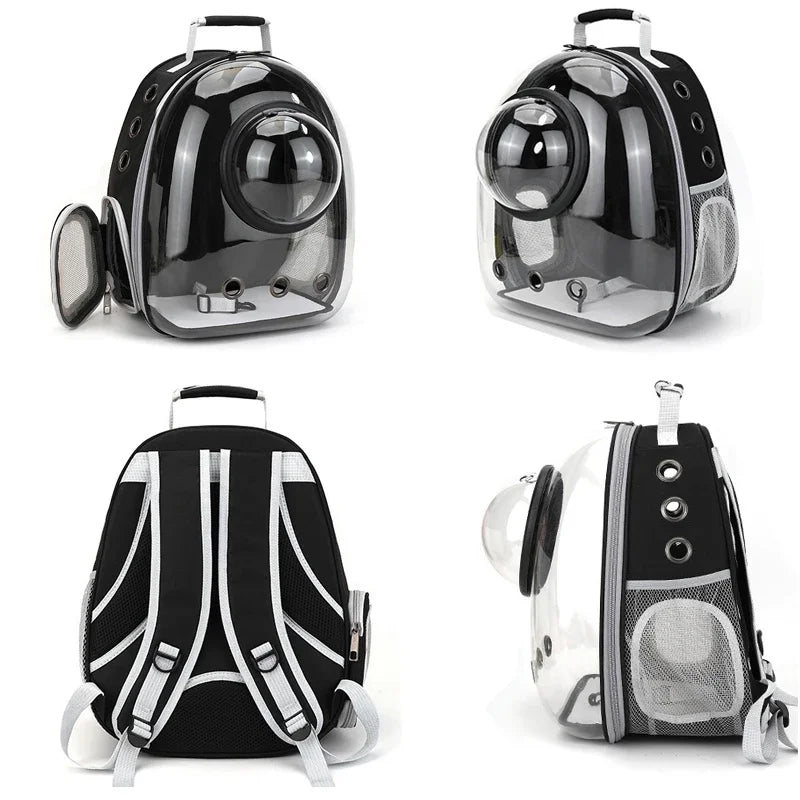 Black cat carrier backpack with clear bubble window – photo 6