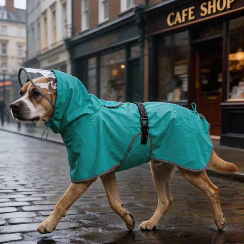 Hooded Waterproof Raincoat for Medium & Large Dogs