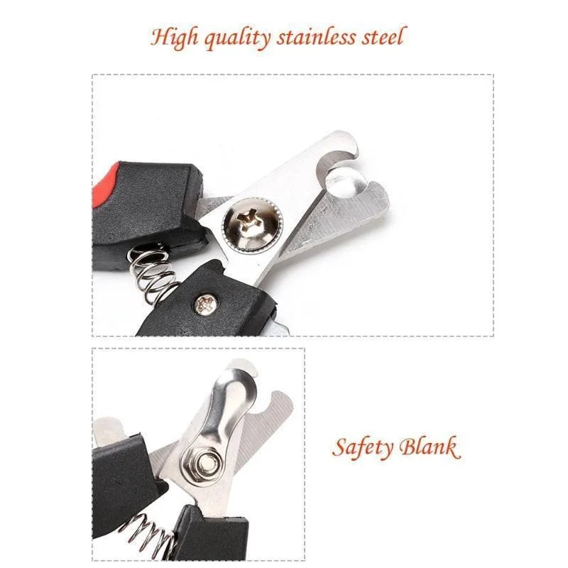 Stainless steel pet nail clippers with blue and pink handles – photo 10