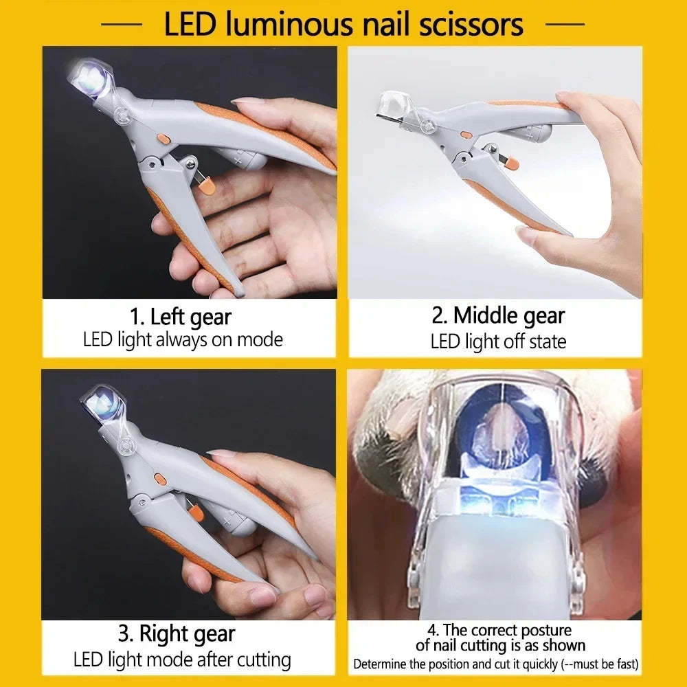 Stainless steel pet nail clippers with built-in LED light – photo 6
