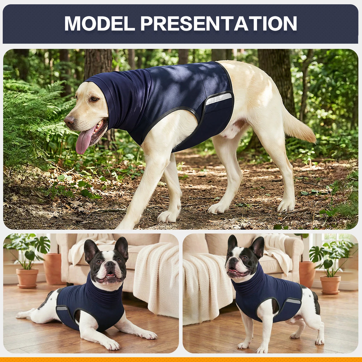 Dog calming vest with optional hood