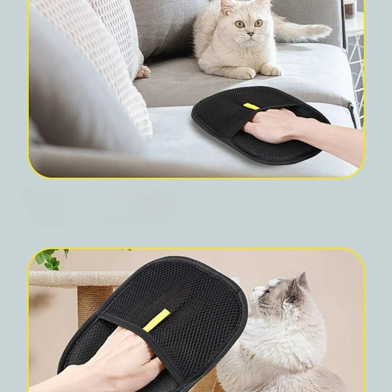 Black washable pet hair remover glove for clothes – photo 6