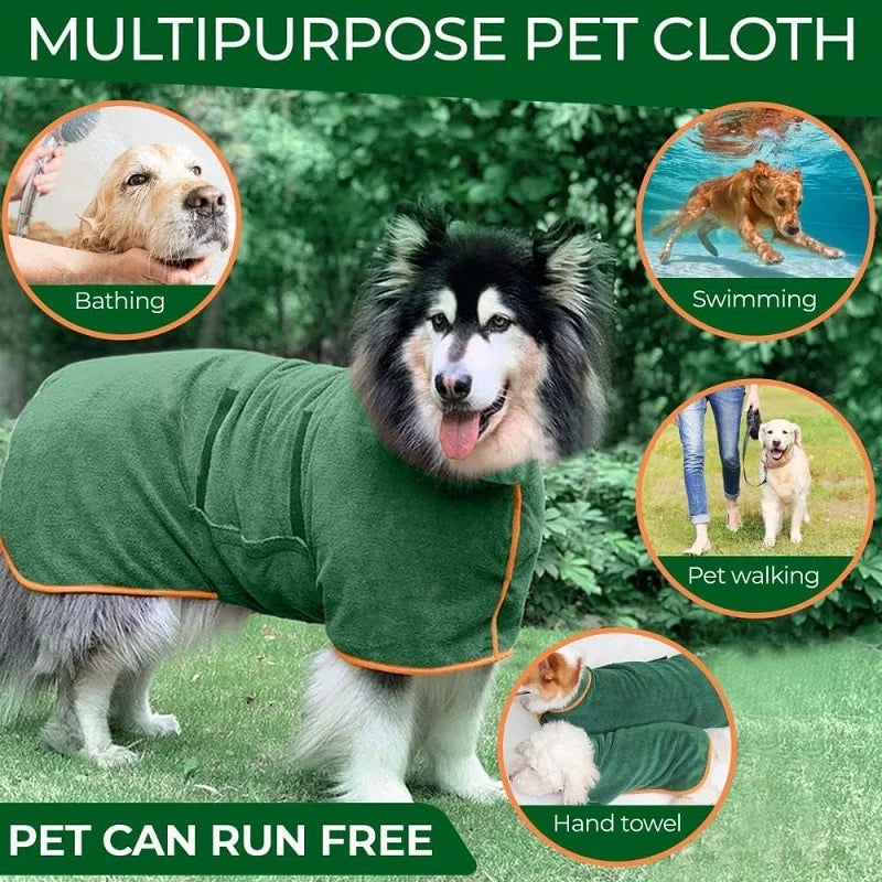 Dog wearing a microfibre bathrobe drying coat – photo 2