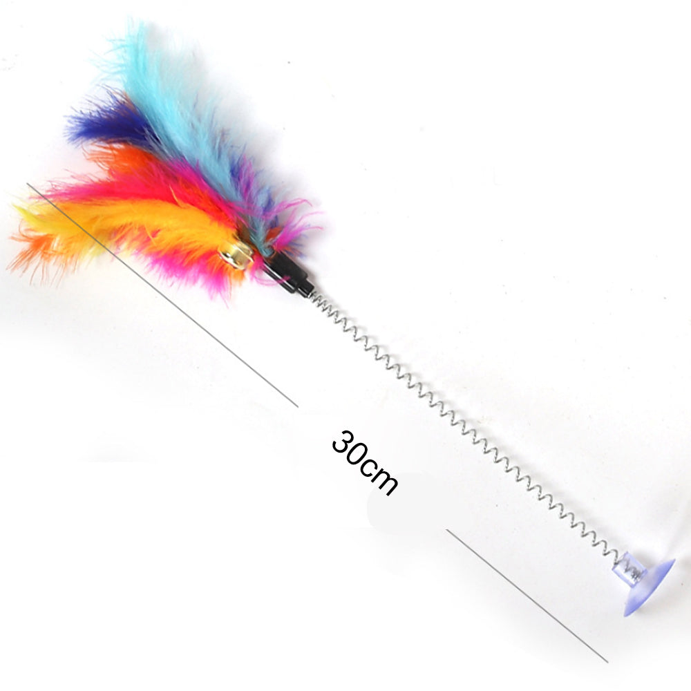 Wooden cat ball track tower toy with feather teaser – photo 11