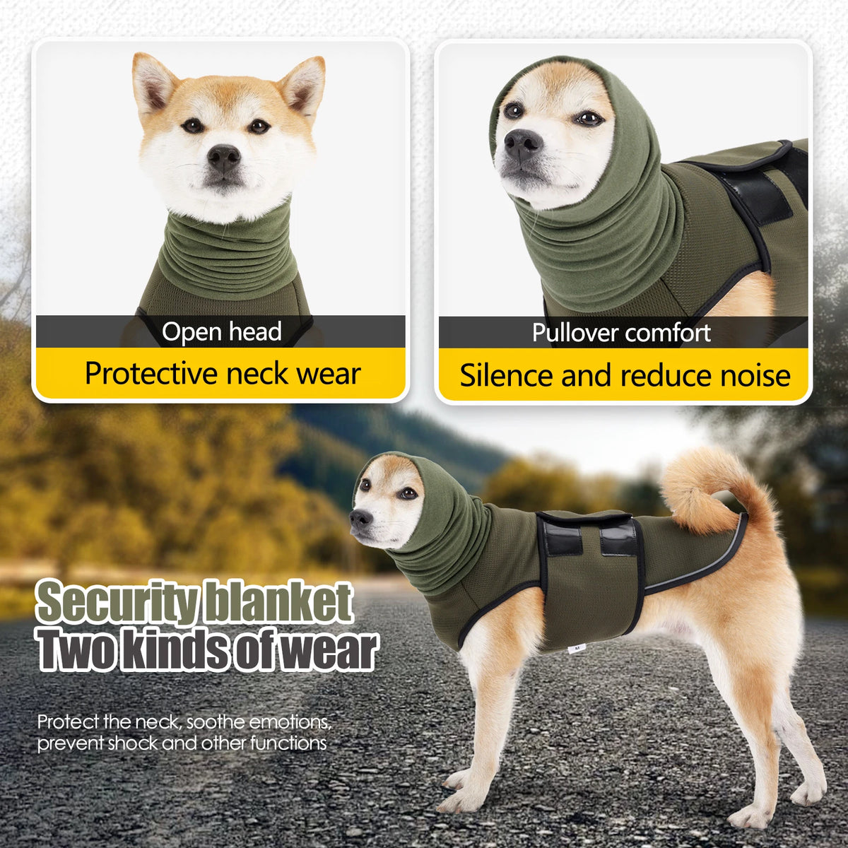 Dog wearing a snug wrap vest with neck warmer – photo 9