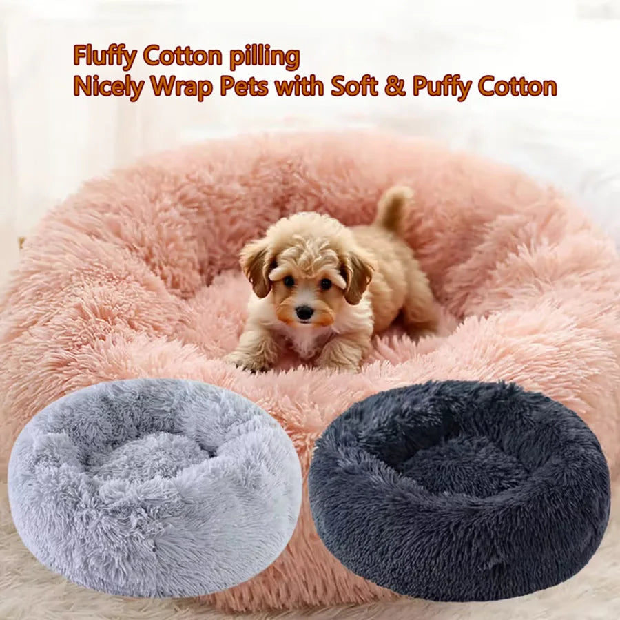 Round plush donut bed for cats and dogs – photo 11