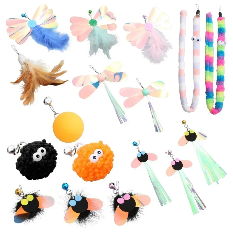 Assorted feather and plush cat teaser wand replacement heads – photo 5