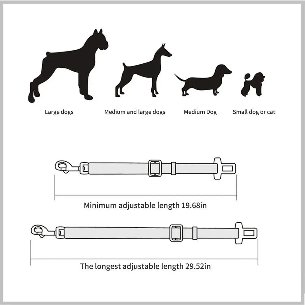 Adjustable nylon dog car seat belt lead with clip – photo 6