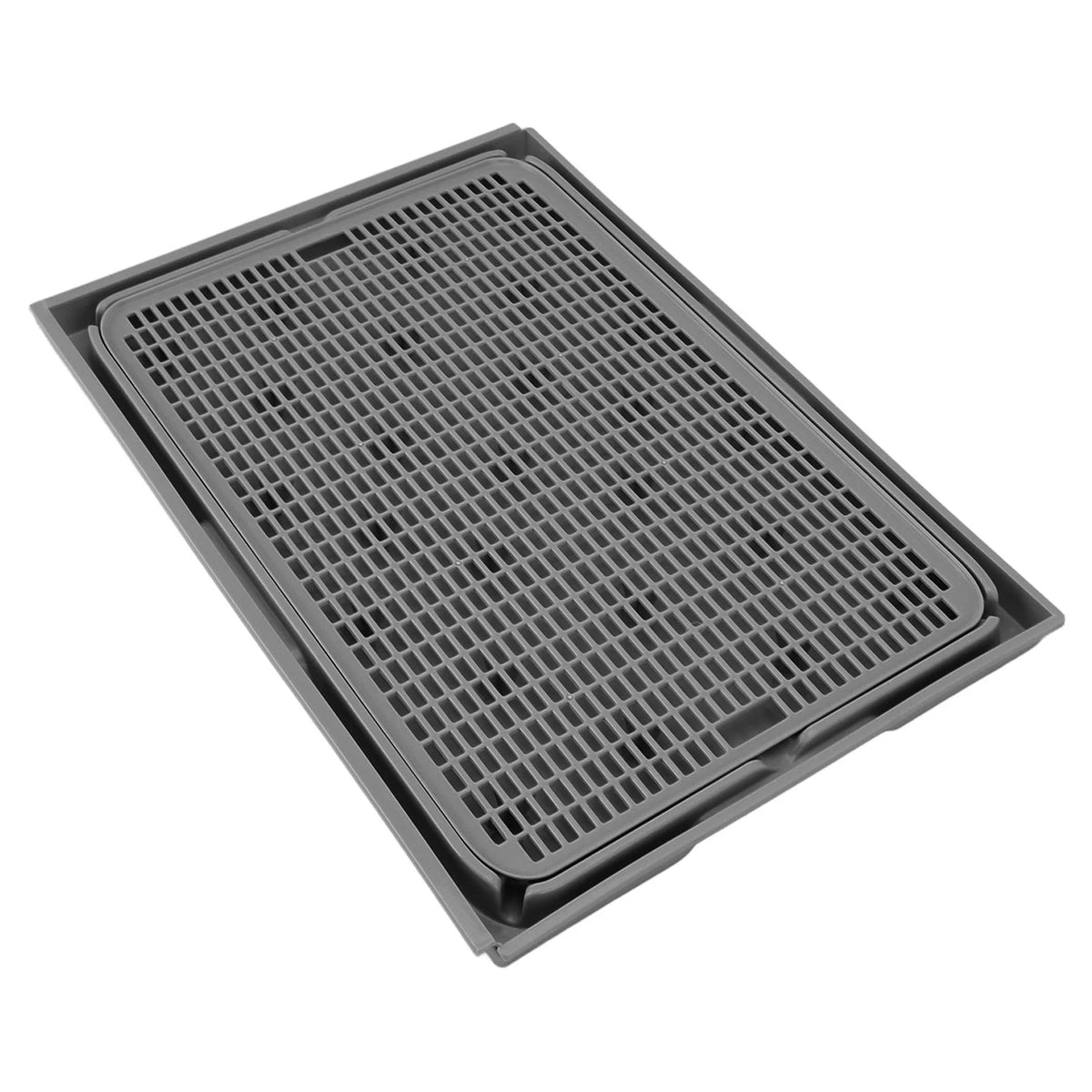 Double-layer plastic cat litter mat in front of a litter box – photo 9