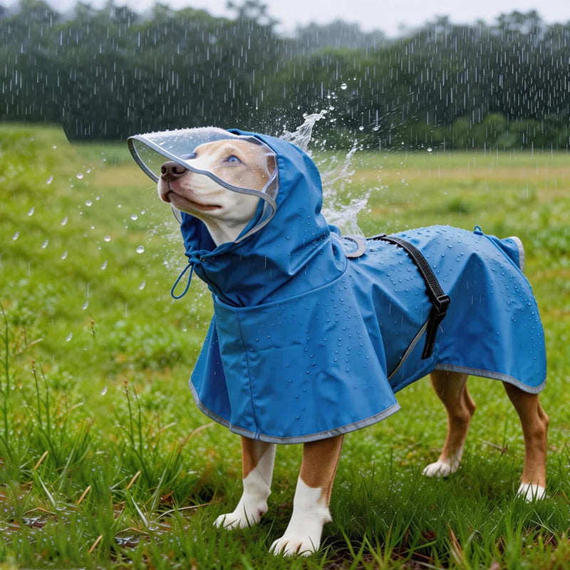 Hooded Waterproof Raincoat for Medium & Large Dogs