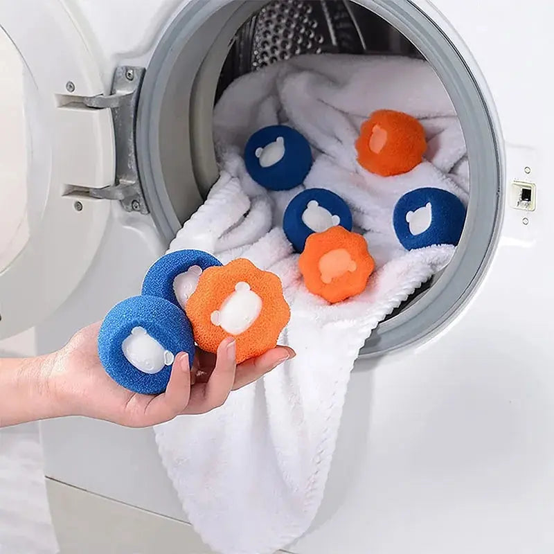 Blue and orange pet hair remover laundry balls – photo 2
