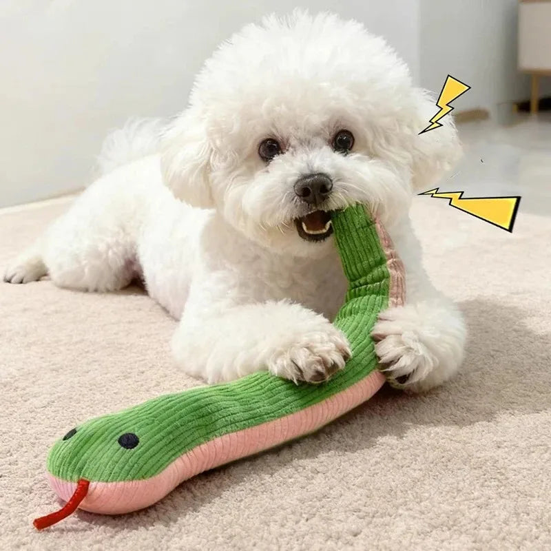 Long soft plush snake kick toy for cats and dogs – photo 2