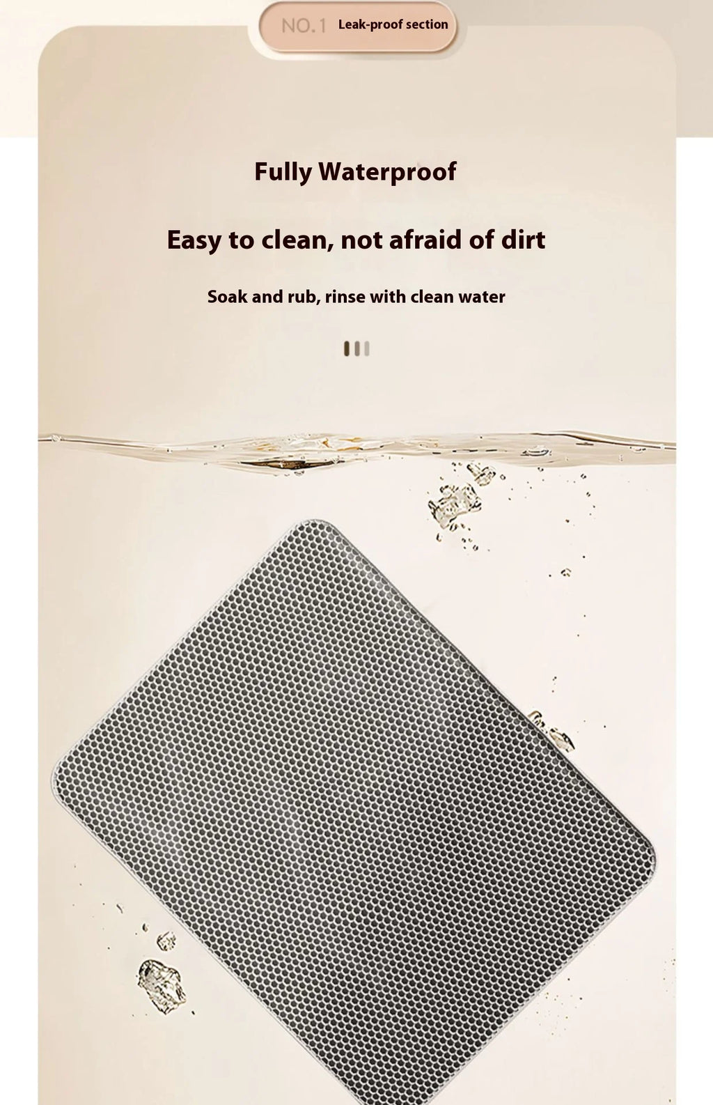 Two-Layer Cat Litter Mat with Waterproof Base