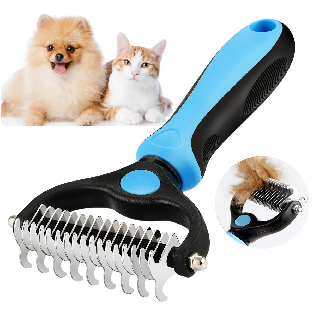 Stainless steel deshedding brush for cats and dogs