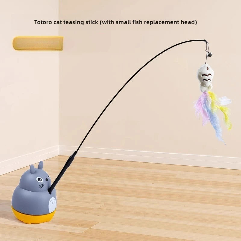 Self-Play Cat Teaser Pole with Springy Steel Wire & Feather
