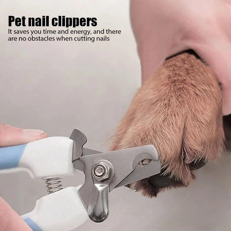 Stainless steel pet nail clippers with blue and pink handles – photo 11