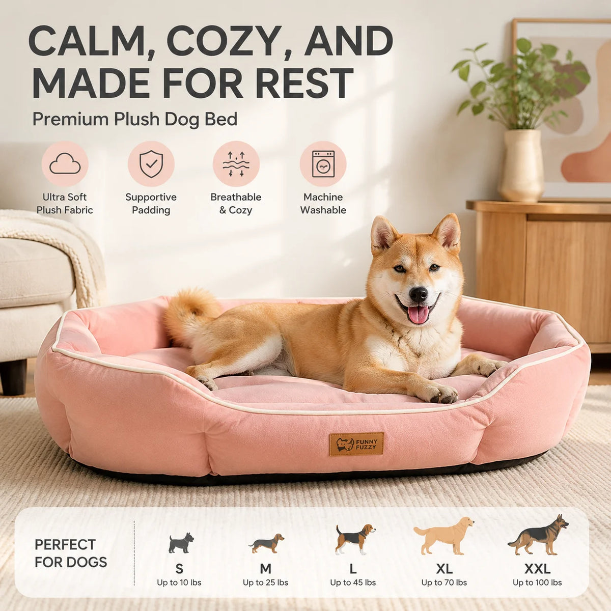 Plush donut dog bed with raised edges – photo 2