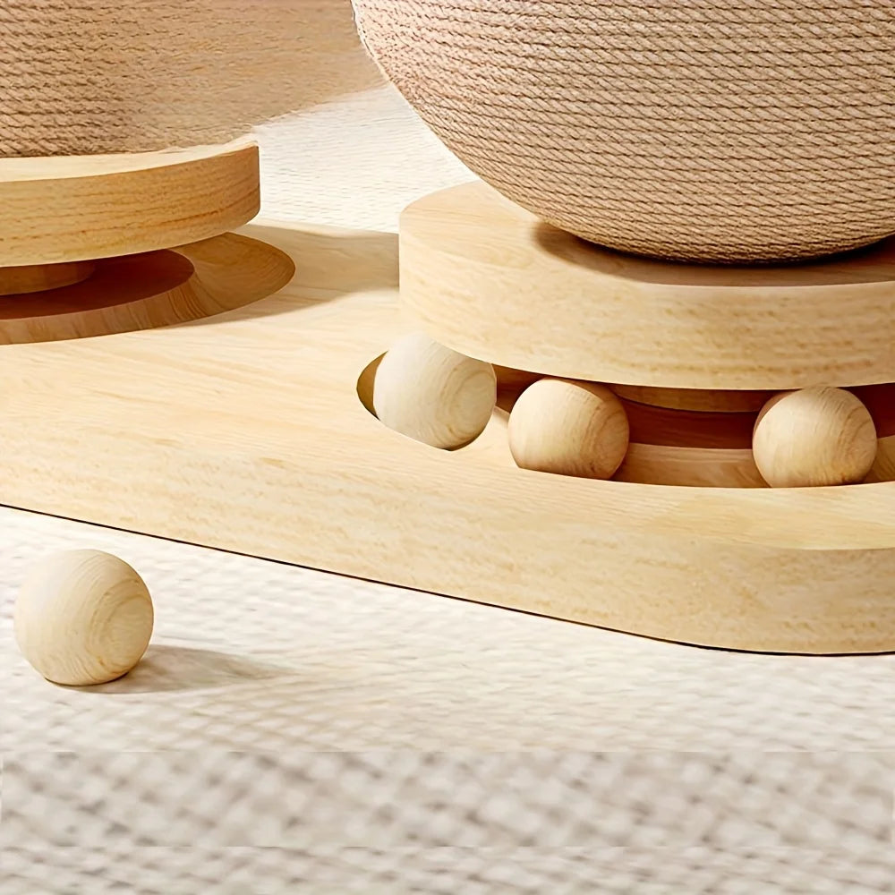 Coconut palm tree cat scratching post with hanging balls – photo 10