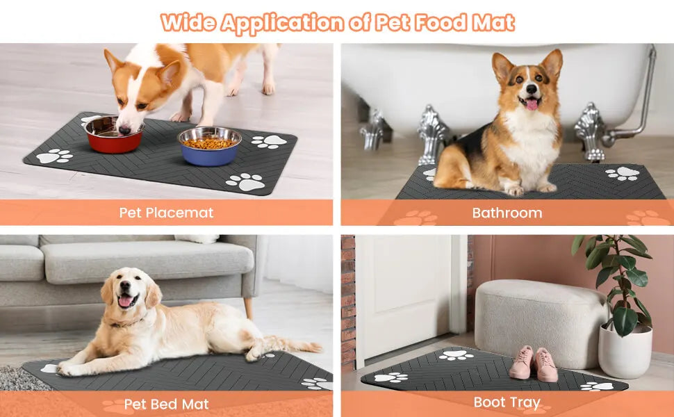 Absorbent pet feeding mat under food and water bowls – photo 11