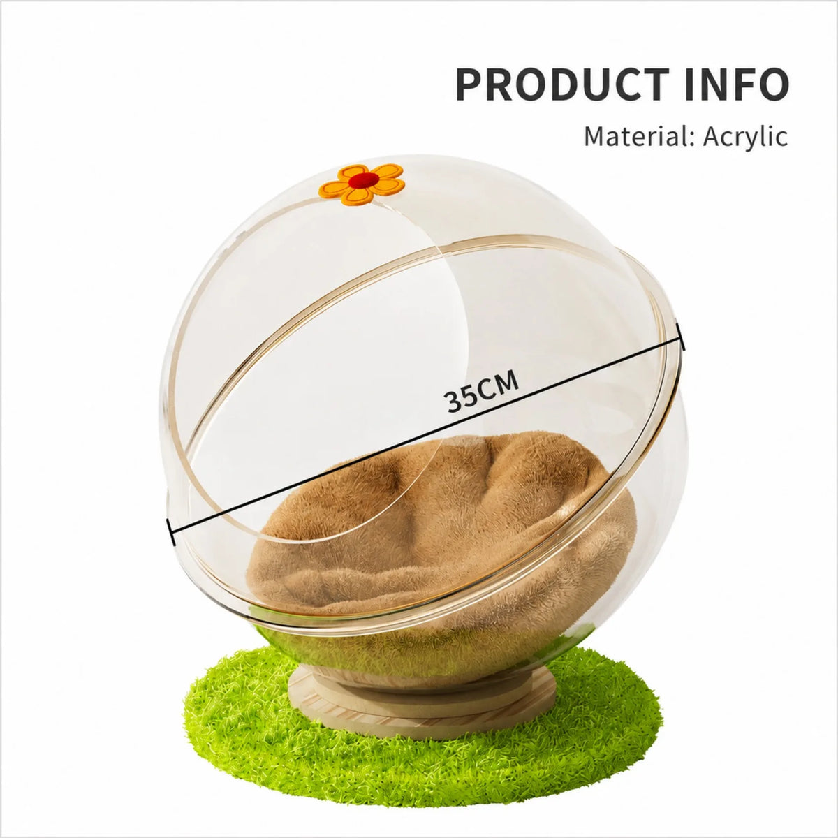 Space Capsule Cat Bed with Clear Dome & Stand