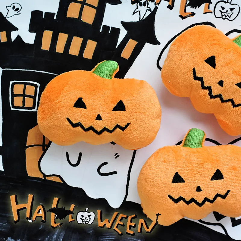 Halloween pumpkin plush dog toys