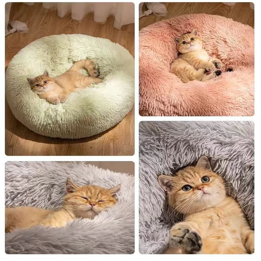 Round plush donut bed for cats and dogs – photo 12