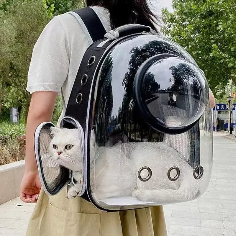 Black cat carrier backpack with clear bubble window – photo 2
