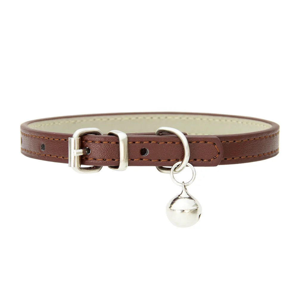 Adjustable PU Leather Collar for Cats & Small Dogs