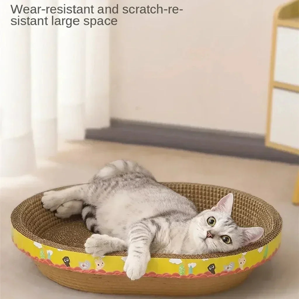 Cat on an oval corrugated cardboard scratcher – photo 4