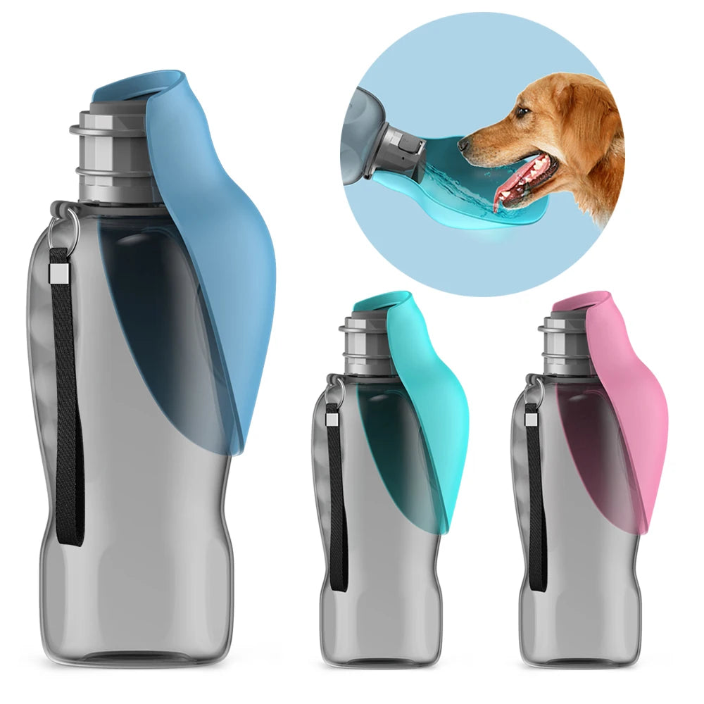 Portable dog water bottle with drinking bowl