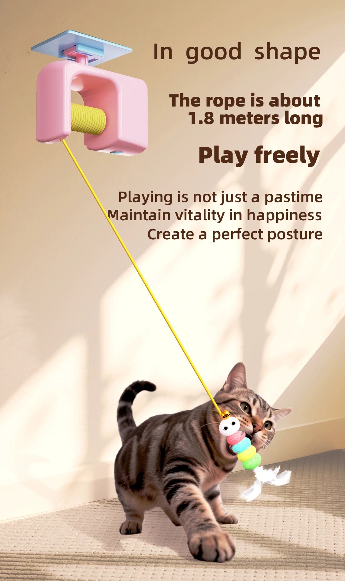 Electric hanging flying bird cat toy on a door frame – photo 11