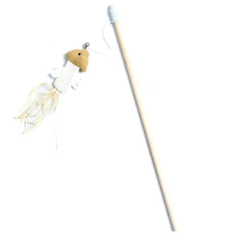 Wooden cat teaser wand toy with toy on a line – photo 7