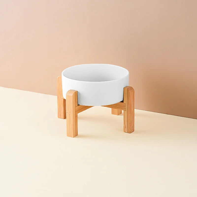 Ceramic pet bowl on a raised bamboo stand – photo 7