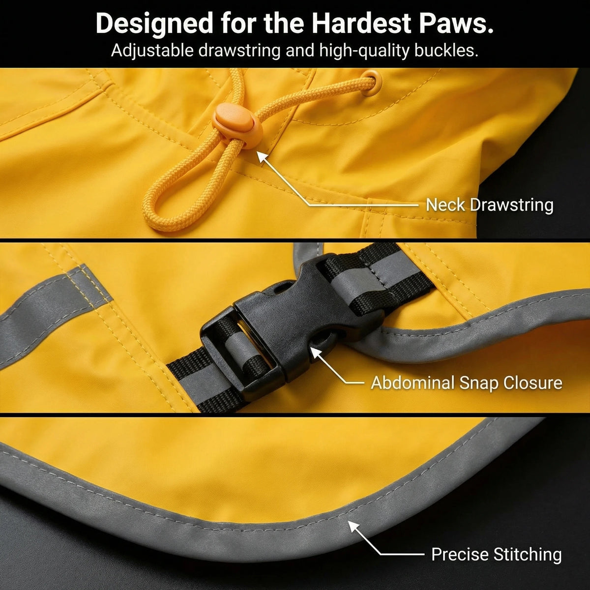 Large dog wearing a hooded waterproof reflective raincoat – photo 11