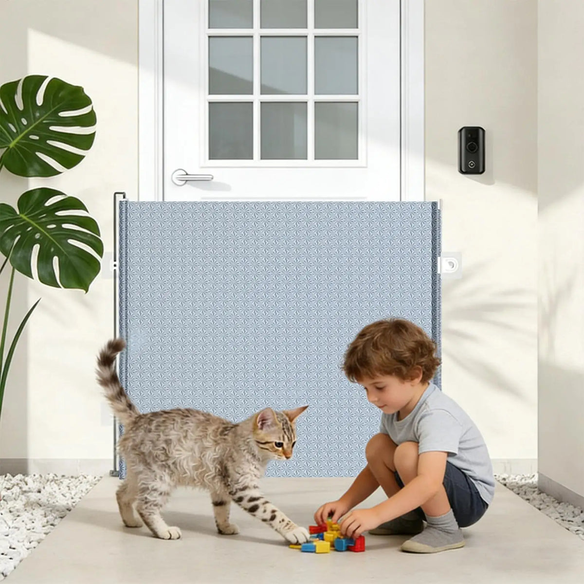 Retractable mesh pet gate across a doorway – photo 6