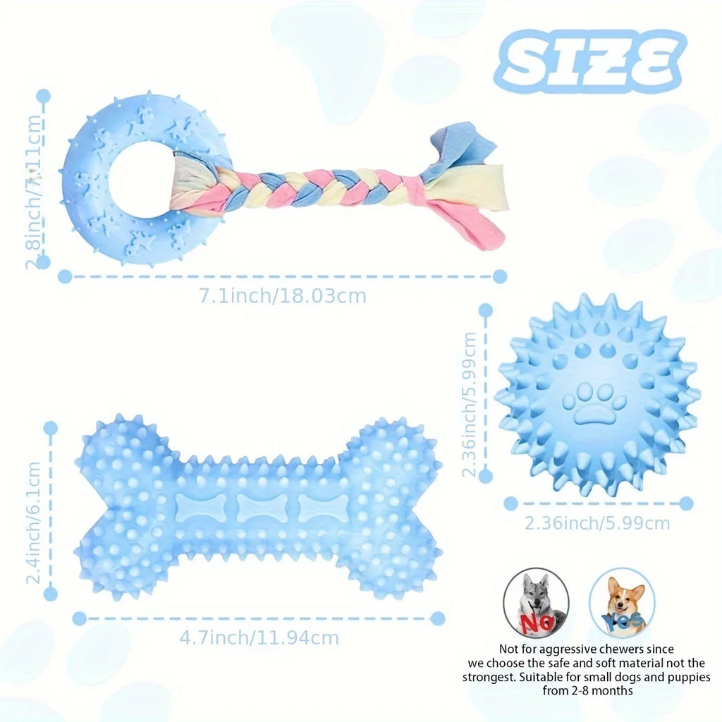 Set of three soft rubber puppy chew toys – photo 2