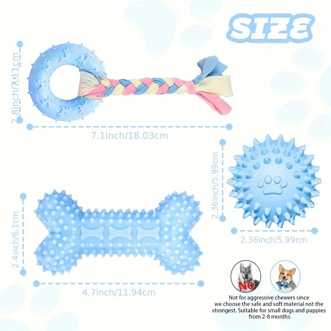 Set of three soft rubber puppy chew toys – photo 2
