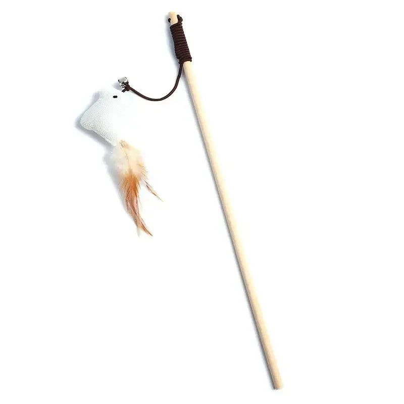 Wooden Cat Teaser Wand Toy – 8 Designs