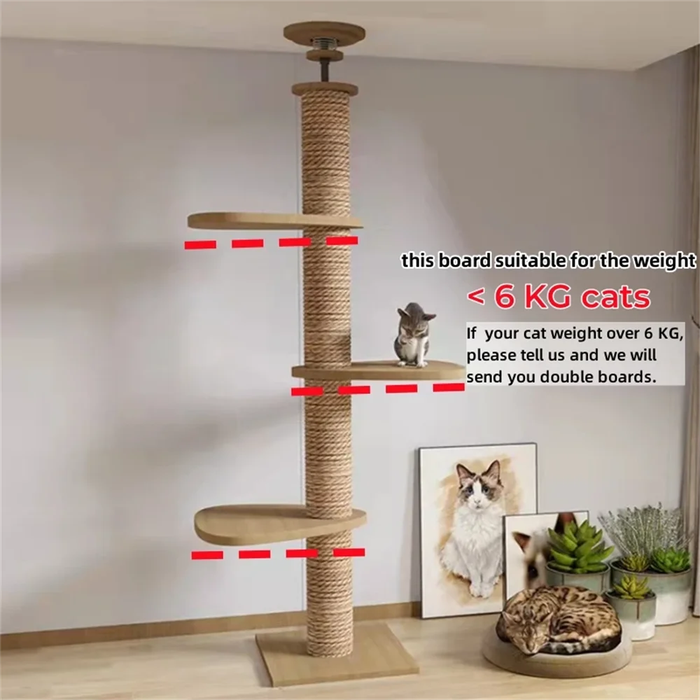 Tall adjustable floor-to-ceiling cat tree with platforms and hammock – photo 12