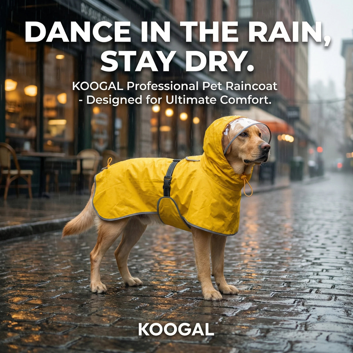 Hooded Waterproof Raincoat for Medium & Large Dogs
