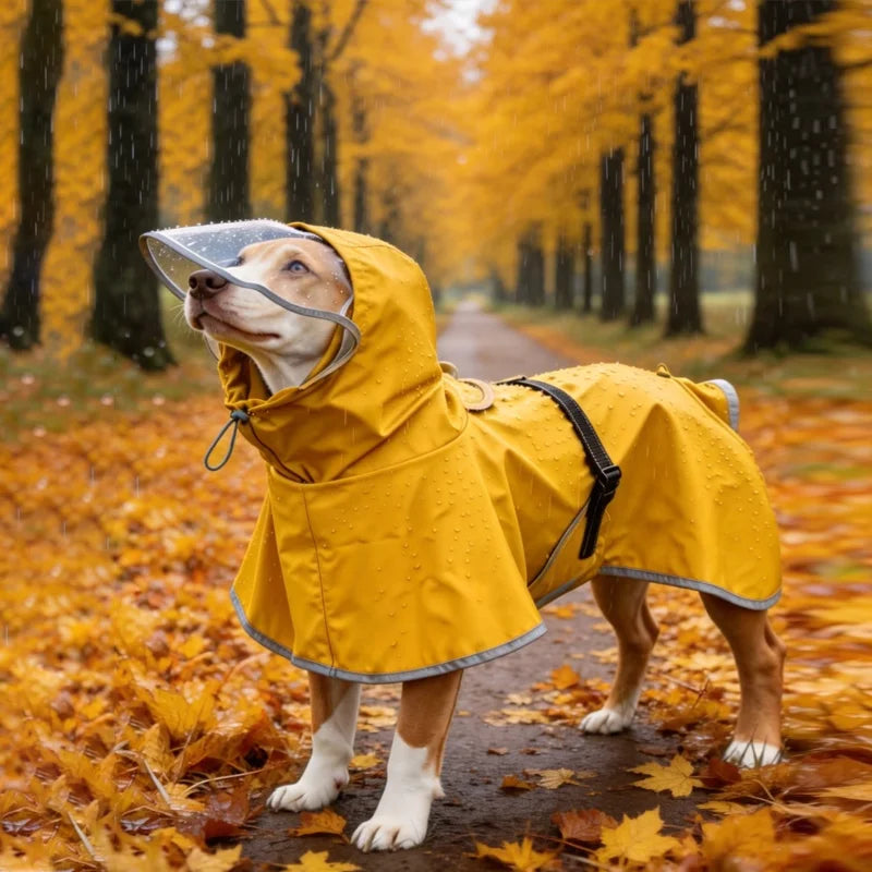 Hooded Waterproof Raincoat for Medium & Large Dogs