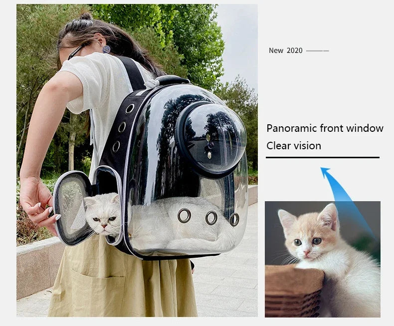 Black cat carrier backpack with clear bubble window – photo 7