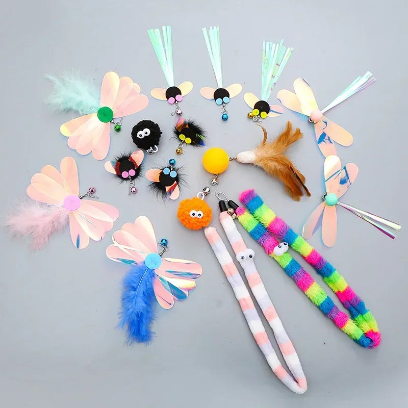 Assorted feather and plush cat teaser wand replacement heads – photo 3