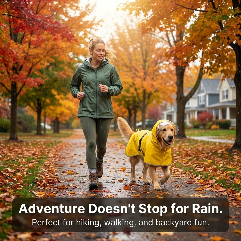 Hooded Waterproof Raincoat for Medium & Large Dogs